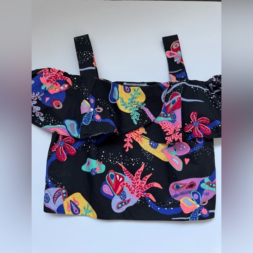Paris Atelier & Other Stories Multi Color Black Crop Top Size 4 - Picture 3 of 8